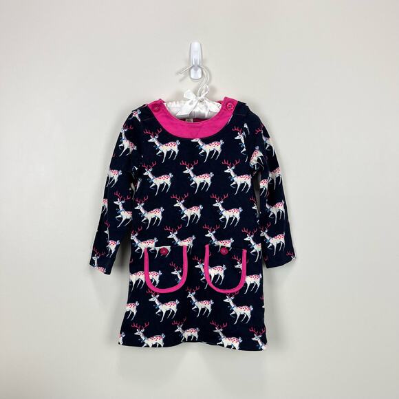 Hatley Navy Blue & Pink Reindeer Dress 3T - Picture 1 of 5